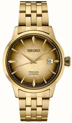 Seiko Золотой циферблат Presage Half and Half’ Cocktail Time (40,5 мм) / золотистый браслет из нержавеющей стали SRPK48J1