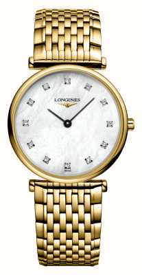 LONGINES La grande classique de longines с бриллиантами (29 мм), белый перламутровый циферблат/нержавеющая сталь с золотым PVD-покрытием L45122878