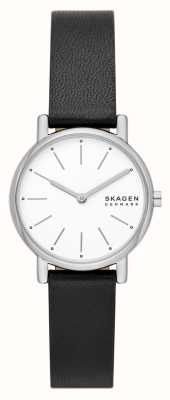 Skagen Женские часы Signatur Lille (30 мм), белый циферблат/черный кожаный ремешок SKW3120