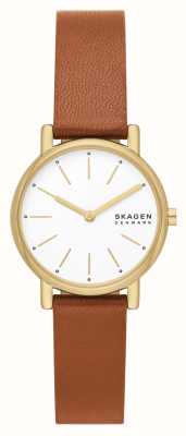 Skagen Женские часы Signatur Lille (30 мм), белый циферблат/коричневый кожаный ремешок SKW3121