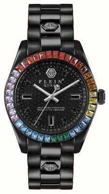 Philipp Plein Женские часы $treet couture queen (36 мм) с черным текстурированным циферблатом и черным браслетом из нержавеющей стали PWDAA0921