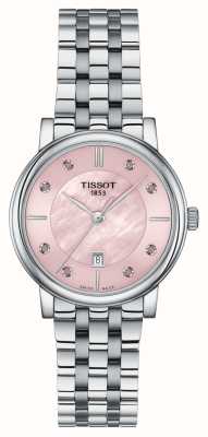 Tissot Carson premium lady (30 мм) с розовым перламутровым циферблатом/браслетом из нержавеющей стали T1222101115900