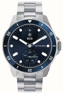 Withings Scanwatch nova — клинически проверенные гибридные умные часы (42 мм), синий гибридный циферблат / нержавеющая сталь HWA10-MODEL 7-ALL-INT