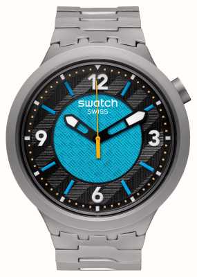 Swatch Frostbloom (47 мм), черно-синий циферблат, браслет из нержавеющей стали SB07S116G