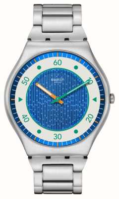 Swatch Splash dance (42 мм), синий циферблат/браслет из нержавеющей стали SS07S143G
