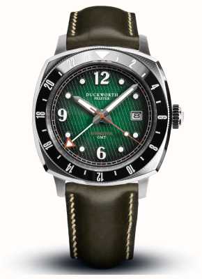 Duckworth Prestex Rivington GMT (42 мм), зеленый циферблат/зеленый кожаный ремешок D489-04-E