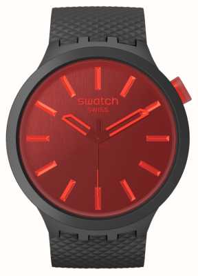 Swatch Режим Midnight (47 мм), красный циферблат/черный ремешок из биологического сырья SB05B111