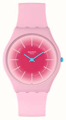 Swatch Ярко-розовый (34 мм) розовый циферблат/розовый силиконовый ремешок SS08P110