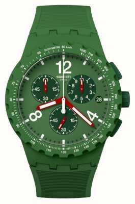 Swatch Преимущественно зеленый (42 мм) зеленый циферблат хронографа/зеленый силиконовый ремешок SUSG407