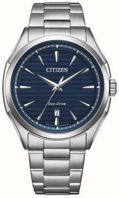 Citizen Мужские спортивные часы eco-drive (41 мм) с синим циферблатом и браслетом из нержавеющей стали AW1750-85L