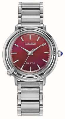 Citizen Женские часы l arcly eco-drive (31 мм) с красным циферблатом и браслетом из нержавеющей стали EM1091-67X