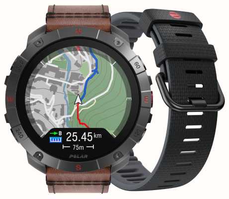 Polar Умные спортивные спортивные часы Grit x2 pro titan premium с GPS (m-l) коричневый кожаный ремешок + черный силиконовый ремешок 900110288