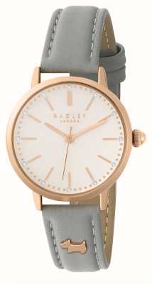 Женские часы Radley Answer (38,7 мм) с бледно-розовым циферблатом и серым ремешком из переработанной кожи. RY21736