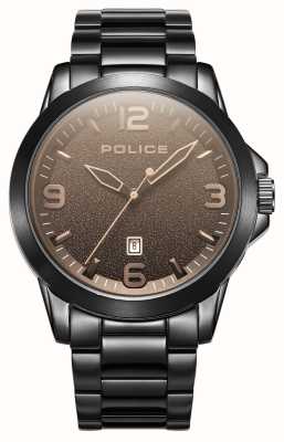 Police Кварцевый утес с датой (47 мм), черный циферблат/черный браслет из нержавеющей стали PEWJH2194504