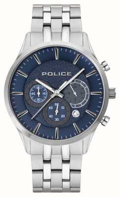 Police Многофункциональный кварцевый циферблат (44 мм) синего цвета с хронографом и браслет из нержавеющей стали PEWJI2194301