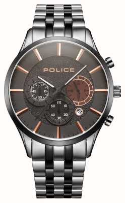 Police Многофункциональный кварцевый циферблат (44 мм) коричневого цвета с хронографом в клетку/браслет из нержавеющей стали PEWJI2194341