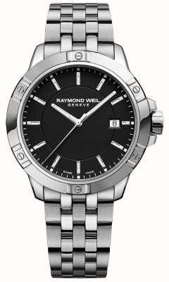 Raymond Weil Классический кварцевый танго (41 мм), черный циферблат/браслет из нержавеющей стали 8160-ST-20041