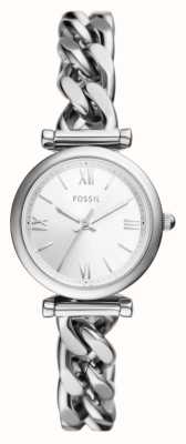 Fossil Женские часы Carlie (28 мм) с серебряным циферблатом и браслетом-цепочкой из нержавеющей стали ES5331