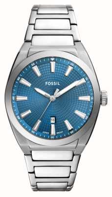 Fossil Мужские часы Everett (42 мм) с синим циферблатом и браслетом из нержавеющей стали FS6054