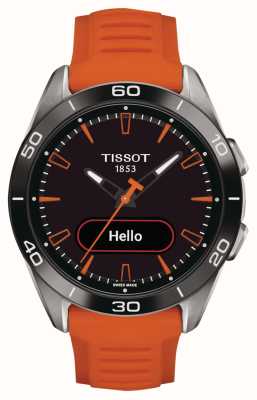 Tissot T-Touch Черный гибридный циферблат Connect Sport (43,75 мм)/оранжевый силиконовый ремешок T1534204705102