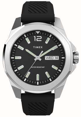 Timex Essex ave day-date (46 мм), черный циферблат/черный каучуковый ремешок TW2W42900