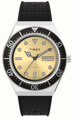 Timex M79 автоматический указатель даты (40 мм), золотой циферблат/черный каучуковый ремешок TW2W47600