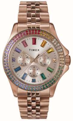 Timex Многофункциональный циферблат Kaia (40 мм) из розового золота/браслет из нержавеющей стали с покрытием из розового золота и пвд TW2W34200