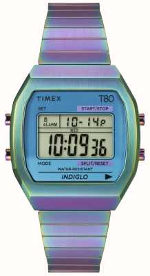 Timex «timex 80» цифровые (36 мм) синий цифровой циферблат/переливающийся расширяемый браслет TW2W57100