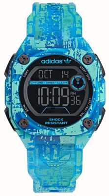 Adidas Цифровой циферблат City tech two grfx (45 мм)/синий пластиковый ремешок с рисунком AOST24077