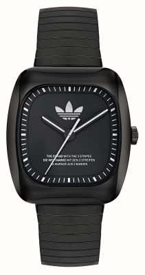 Adidas Черный циферблат в стиле ретро wave one (37 мм)/расширяющийся браслет из нержавеющей стали черного цвета AOSY24026