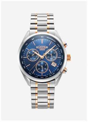 Roamer Мужские часы Pro Chronic (42 мм) с синим циферблатом и двухцветным браслетом из нержавеющей стали 993819 47 45 20