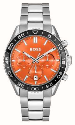 BOSS Мужские часы-бегун (43 мм), оранжевый циферблат с хронографом/браслет из нержавеющей стали 1514162