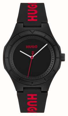 HUGO Мужской #lit (42 мм) черный циферблат/черный силиконовый ремешок 1530343