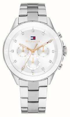 Tommy Hilfiger Женские часы mellie (40 мм) с белым циферблатом и браслетом из нержавеющей стали 1782707