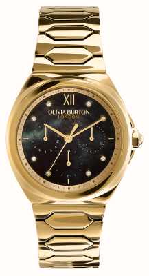 Olivia Burton Женский блестящий черный перламутровый циферблат (36 мм)/браслет из нержавеющей стали золотистого цвета 24000150