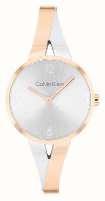 Calvin Klein Женский веселый (30 мм) серебряный циферблат/двухцветный браслет из нержавеющей стали 25100028