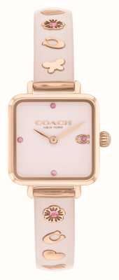 Coach Женский розовый квадратный циферблат (22 мм)/браслет из нержавеющей стали цвета розового золота из розовой смолы 14504309