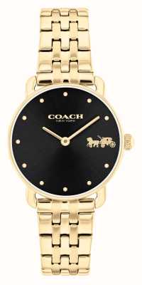 Coach Женские часы elliot (28 мм) с черным циферблатом и золотистым браслетом из нержавеющей стали 14504302