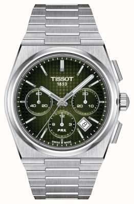 Tissot Мужской автоматический хронограф prx (42 мм), зеленый циферблат/браслет из нержавеющей стали T1374271109100