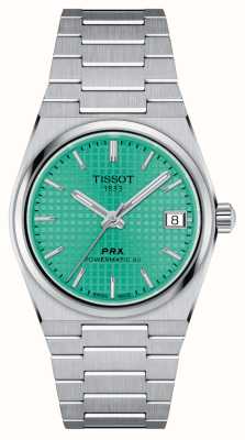 Tissot Prx powermatic 80 (35 мм) зеленый циферблат/браслет из нержавеющей стали T1372071109101