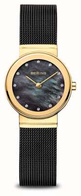 Bering Женский классический (26 мм) черный перламутровый циферблат/черный сетчатый браслет из нержавеющей стали 10126-132