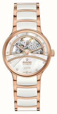 RADO Женские автоматические часы Centrix с открытым сердцем (35 мм), перламутровый циферблат и белый керамический браслет R30029932