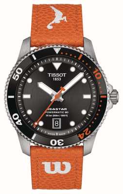 Tissot Seastar wilson wnba Special Edition автоматический (40 мм), черный циферблат, белые и оранжевые синтетические ремешки T1208071705100