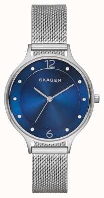 Skagen Женские часы Anita с сеткой из нержавеющей стали с синим циферблатом SKW2307