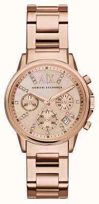 Armani Exchange женские | циферблат с кристаллами | браслет оттенка розового золота AX4326