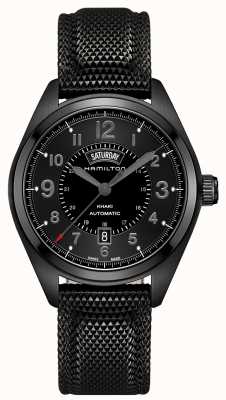 Hamilton Мужские часы цвета хаки с автоматическим переключением, черный материал, черный циферблат H70695735