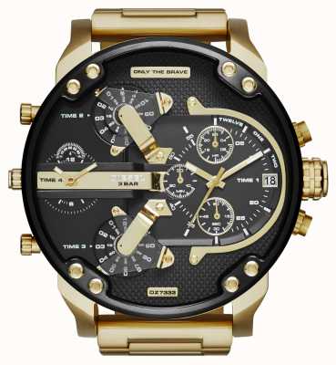 Diesel Мужские часы mr daddy 2.0 золотистого цвета с черным циферблатом DZ7333