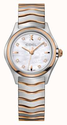 EBEL Wave lady – 8 бриллиантов (30 мм), перламутровый циферблат / розовое золото 18 карат и нержавеющая сталь 1216324