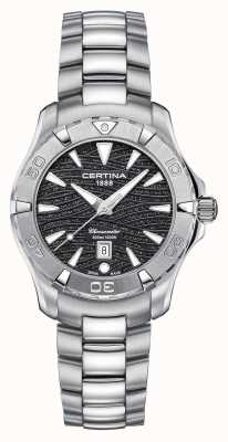 Certina Женские часы ds action 300m, браслет из нержавеющей стали, черный циферблат C0322511105109