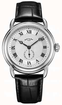 Rotary Традиционные кентерберийские часы *шерлок - 2010* (38 мм), серебряный циферблат/черный кожаный ремешок GS02424/21